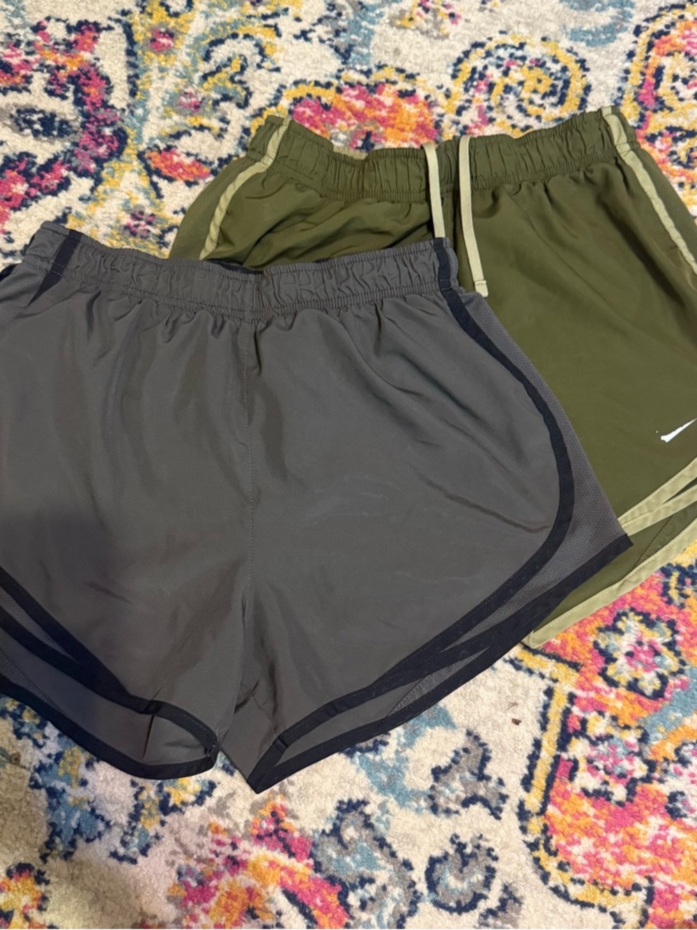 Lot of 2 Nike Women’s Athletic Shorts in Gray and Olive